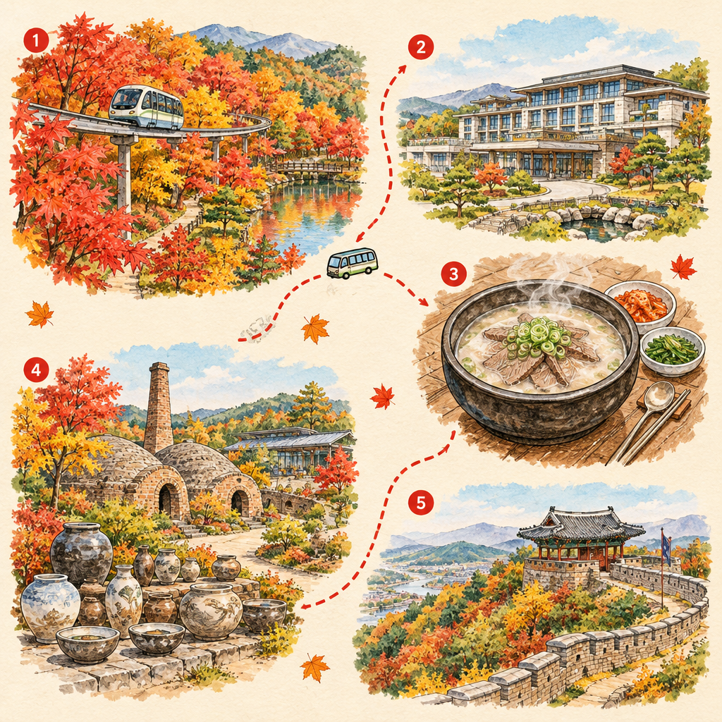 [여행코스] 곤지암 화담숲 가을 1박2일, 곤지암리조트·소머리국밥·도자공원·남한산성 코스와 예산