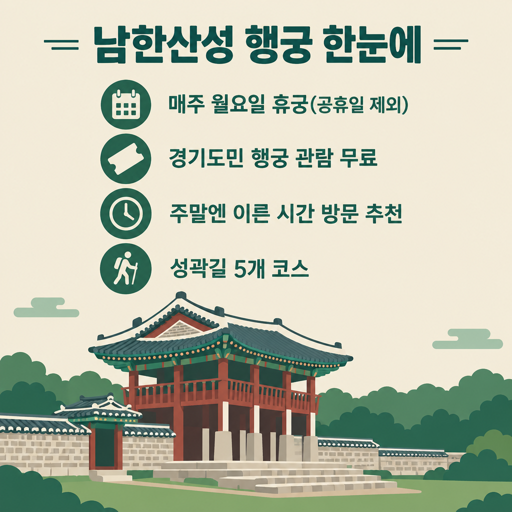 남한산성 행궁 휴궁일·경기도민 무료·성곽길 5코스 안내 그림